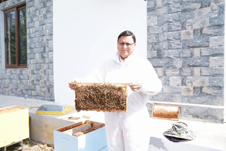 मुख्यमंत्री आवास में 40 किलो शहद का उत्पादन,CM धामी ने कही ये बात