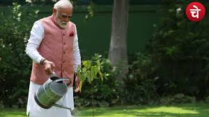 विश्व पर्यावरण दिवस पर पीएम मोदी ने अपने आवास पर लगाया सिंदूर का पौधा